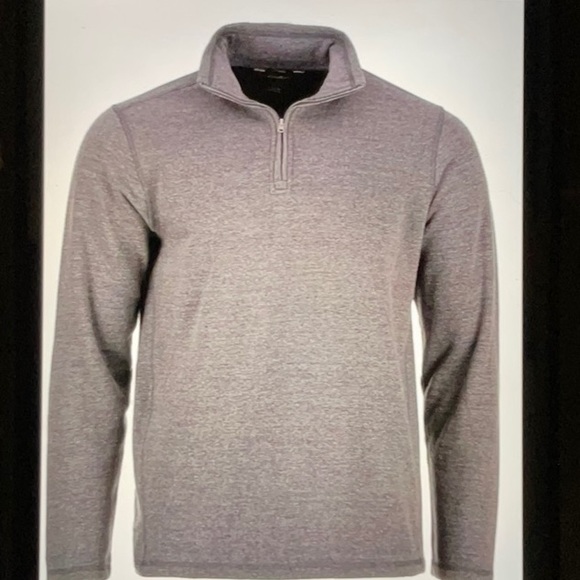 NWT men’s Eddie Bauer charcoal heather 1/4 zip fleece lined shirt, size L.